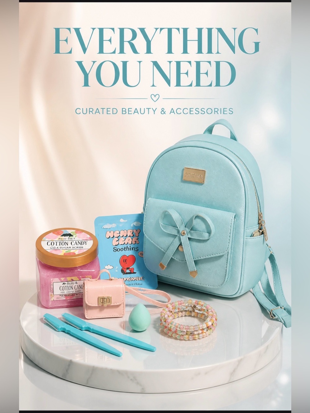 Kids Aqua Mini Backpack with Bow Accent NWOT & Bundle